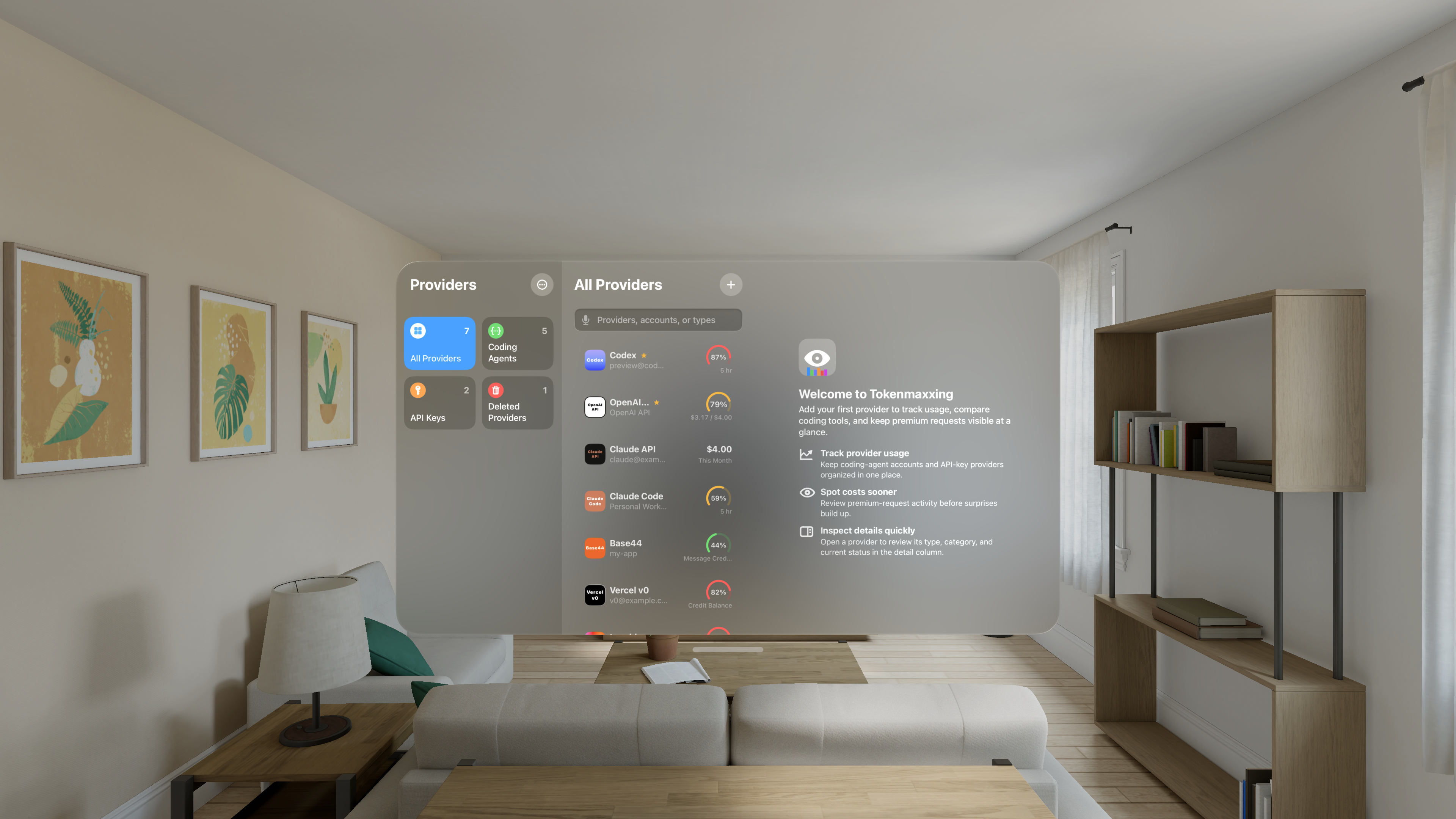 Complete Tokenmaxxing visionOS Simulator screenshot